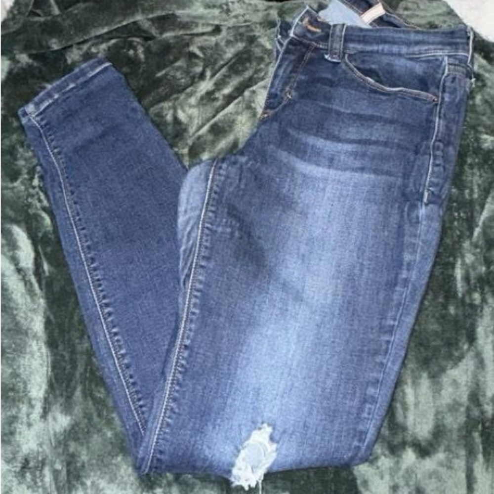 Sneak Peek Distressed Blue Lowrise Skinny Jeans
